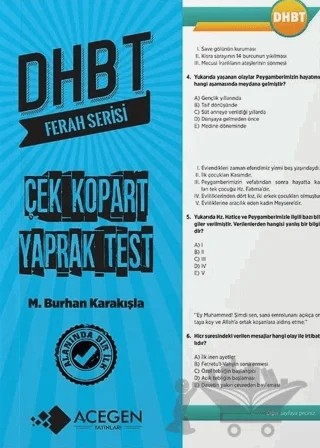DHBT Ferah Serisi Çek-Kopart Yaprak Test – Kolektif – ACEGEN Yayınları kitap kapağı