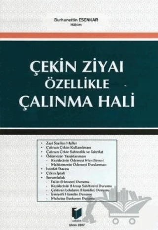 Çekin Ziyaı Özellikle Çalınma Hali – Burhanettin Esenkar – Adalet Yayınevi kitap kapağı