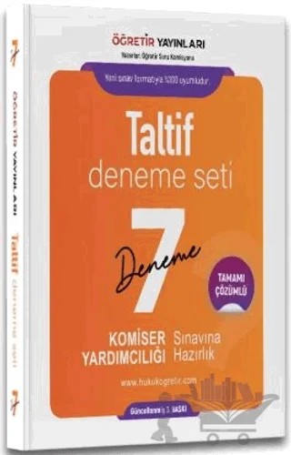 Öğretir TALTİF Komiser Yardımcılığı 7 Deneme Çözümlü – Murat Aksel – Öğretir Yayınları kitap kapağı