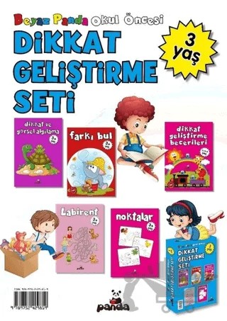 Okul Öncesi 3 Yaş Dikkat Geliştirme Seti (5 Kitap) – Afife Çoruk – Beyaz Panda Yayınları kitap kapağı