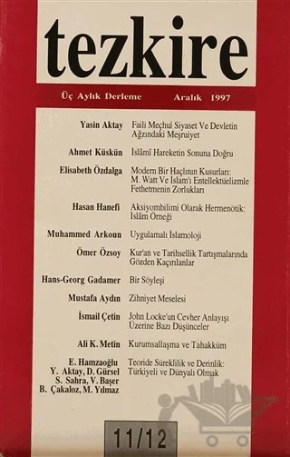 Tezkire Üç Aylık Derleme Sayı: 11 - 12 – Tezkire Dergisi kitap kapağı