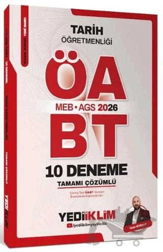 2026 MEB AGS ÖABT Tarih Öğretmenliği Tamamı Çözümlü 10 Deneme – Yasin Korkut – Yediiklim Yayınları kitap kapağı