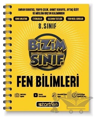 8. Sınıf Fen Bilimleri Bizim Sınıf Defter – Kolektif – Startfen Yayınları kitap kapağı