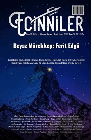 Ecinniler: İki Aylık Kültür ve Edebiyat Dergisi Sayı: 13 - 14 Beyaz Mürekkep: Ferit Edgü Ocak - Nisan 2022 – Sardes Yayınları kitap kapağı