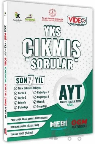 2025 YKS-AYT SÖZEL MEBİ Yeni Nesil Çıkmış Soru Bankası Konu Konu Son 7 Yıl Video/PDF Çözümlü – Kolektif – Karakutu Yayın kitap kapağı