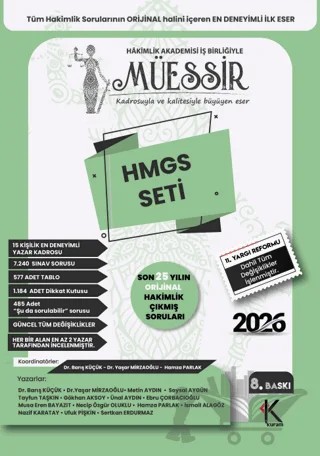 Müessir Adli Hakimlik + HMGS Çıkmış Soru Bankası Set – Kolektif – Kuram Kitap kitap kapağı