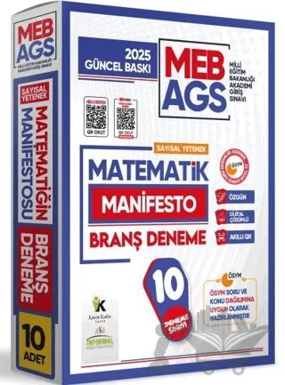 2025 MEB AGS Sayısal Yetenek Matematik Manifesto Branş Deneme Paketi 10lu Özgün Dijital Çözümlü – Kolektif – Karakutu Yayın kitap kapağı