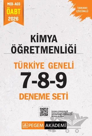 2026 MEB AGS ÖABT Kimya Öğretmenliği Tamamı Çözümlü Türkiye Geneli 7-8-9 (3'lü Deneme Seti) – Kolektif – Pegem Akademi Yayıncılık kitap kapağı
