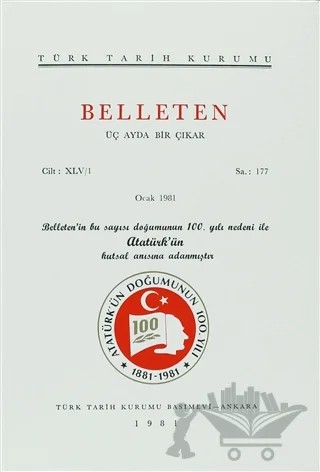Belleten Sayı: 177 Cilt: 45/1 – Türk Tarih Kurumu Yayınları kitap kapağı
