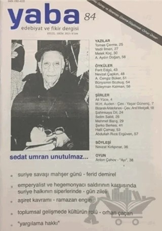 Yaba Edebiyat Dergisi Sayı: 84 – Yaba Dergisi Yayınları kitap kapağı