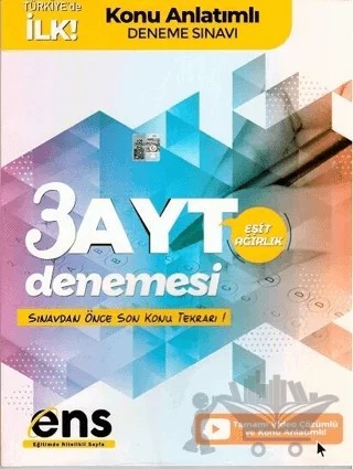 AYT Eşit Ağırlık 3 lü Konu Anlatımlı Deneme – Kolektif – ENS Yayınları kitap kapağı