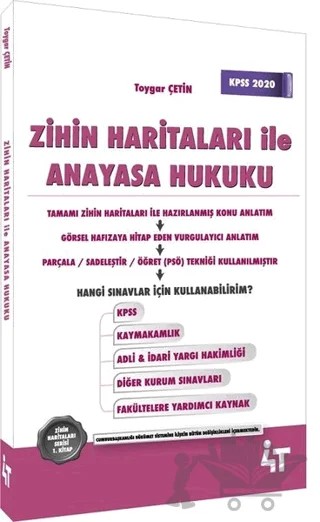 KPSS 2020 Zihin Haritaları ile Anayasa Hukuku – Toygar Çetin – 4T Yayınları kitap kapağı