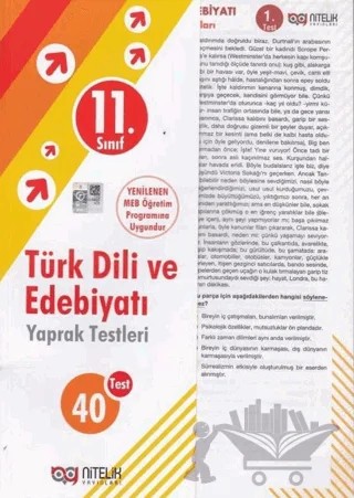11. Sınıf Türk Dili ve Edebiyatı 40 Yaprak Test – Kolektif – Nitelik Yayınları - Bayilik kitap kapağı