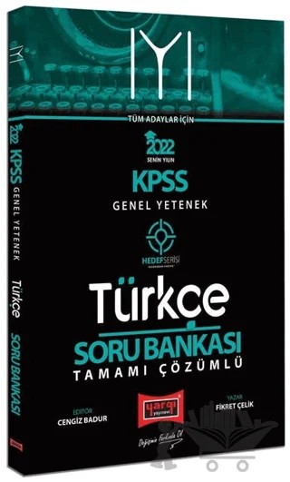 2022 KPSS Lisans Genel Yetenek Tüm Adaylar İçin Hedef Serisi IYI Tamamı Çözümlü Türkçe Soru Bankası – Fikret Çelik – Yargı Yayınevi kitap kapağı