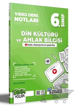 6. sınıf Din Kültürü ve Ahlak Bilgisi Video Ders Notları (Konu Anlatımı) – Kolektif – Benim Hocam Yayınları kitap kapağı