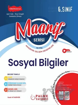 6. Sınıf Maarif Serisi Sosyal Bilgiler Haftalık 40 Deneme – Suat Atasever – Palme Yayınları kitap kapağı