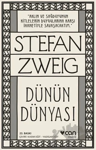 Dünün Dünyası – Stefan Zweıg – Can Yayınları kitap kapağı