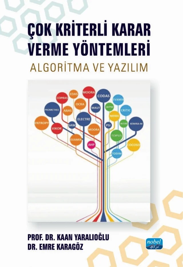 ÇOK KRİTERLİ KARAR VERME YÖNTEMLERİ - Algoritma ve Yazılım – Kaan Yaralıoğlu, Emre Karagöz – Nobel Akademik Yayıncılık kitap kapağı