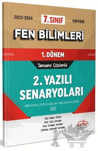 7. Sınıf Fen Bilimleri 1. Dönem Ortak Sınavı 2. Yazılı Senaryoları Tamamı Çözümlü – Kolektif – Editör Yayınevi kitap kapağı