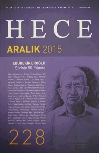 Hece Aylık Edebiyat Dergisi Sayı: 228 - Aralık 2015 – Hece Dergisi kitap kapağı