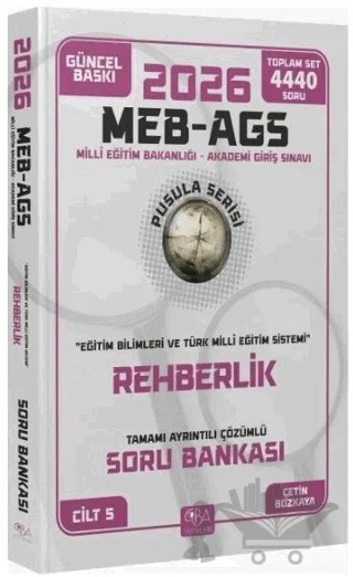 2026 MEB-AGS Eğitim Bilimleri Rehberlik Soru Bankası Çözümlü – Çetin Bozkaya – CBA Akademi kitap kapağı
