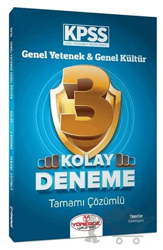 KPSS Genel Yetenek Genel Kültür Kolay 3 Deneme Çözümlü – Kolektif – Yönerge Yayınları kitap kapağı