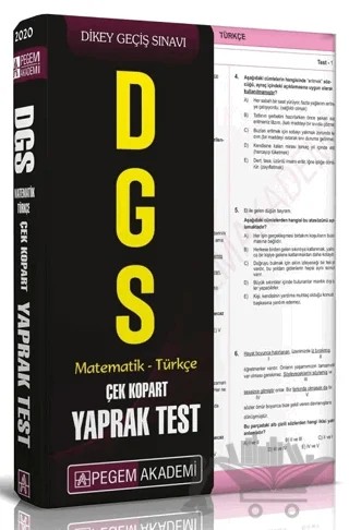 2020 DGS Matematik - Türkçe Çek Kopar Yaprak Test – Kolektif – Pegem Akademi Yayıncılık kitap kapağı