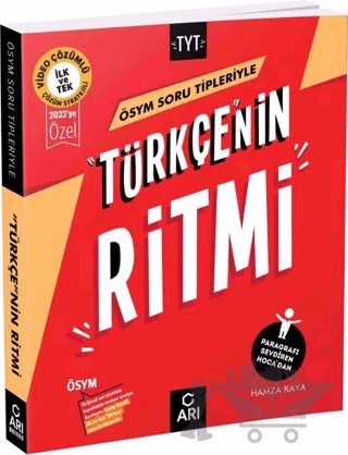 2022 YKS TYT Türkçenin Ritmi Soru Bankası Çözümlü – Hamza Kaya – Arı Yayıncılık kitap kapağı