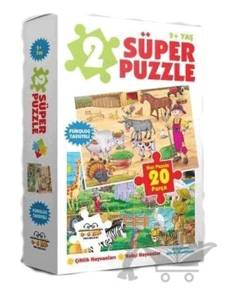 2 Süper Puzzle Çiftlik Hayvanları – Kolektif – 0-6 Yaş Yayınları kitap kapağı