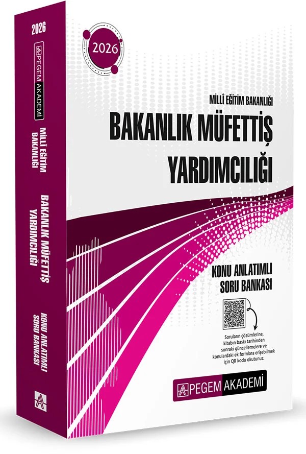 2026 MEB Bakanlık Müfettiş Yardımcılığı Konu Anlatımlı Soru Bankası – komisyonumuz tarafından hazırlanmıştır. Yayınımızdaki konularda teorik çerçeve net bir şekilde çizil – Pegem Akademi Yayıncılık kitap kapağı