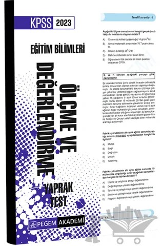 2023 KPSS Eğitim Bilimleri Ölçme ve Değerlendirme Yaprak Test – Kolektif – Pegem Akademi Yayıncılık kitap kapağı