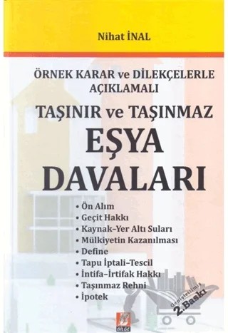 Taşınır ve Taşınmaz Eşya Davaları – Nihat İnal – Bilge Yayınevi kitap kapağı