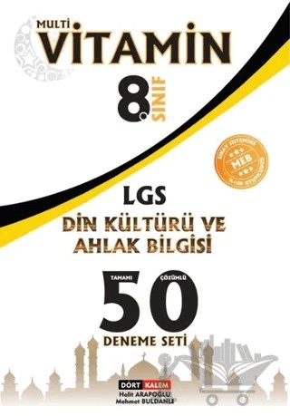 2021 8. Sınıf LGS Din Kültürü ve Ahlak Bilgisi Tamamı Çözümlü 50 Deneme Seti – Halit Arapoğlu, Mehmet Buldanlı – Dört Kalem Yayınları kitap kapağı