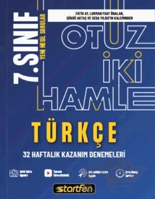 7. Sınıf - Türkçe 32 Hamle Kazanım Denemeleri – Kolektif – Startfen Yayınları kitap kapağı