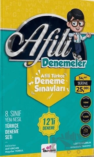 8. Sınıf Türkçe Afili Denemeler 12’li Deneme – Arif Ercan, Haydar Yorul – Efx Akademi Yayınları kitap kapağı