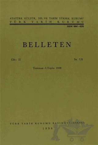 Belleten Sayı: 7/8 Cilt: 2 – Türk Tarih Kurumu Yayınları kitap kapağı