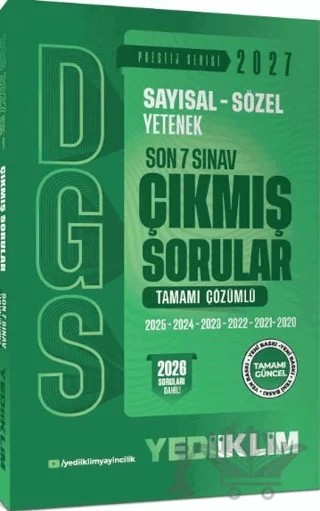 2027 DGS Sayısal Sözel Yetenek Son 7 Sınav Tamamı Çözümlü Çıkmış Sorular – Kolektif – Yediiklim Yayınları kitap kapağı