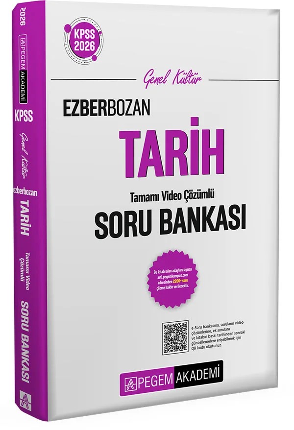 2026 KPSS Genel Yetenek Genel Kültür Ezberbozan Tarih Tamamı Video Çözümlü Soru Bankası – Ezberbozan Tarih Soru Bankası – Pegem Akademi Yayıncılık kitap kapağı