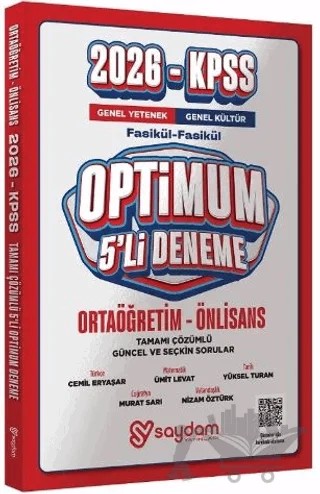 KPSS Ortaöğretim Önlisans Genel Yetenek Genel Kültür 5'li Çözümlü Deneme Seti – Kolektif – Saydam Yayınları kitap kapağı