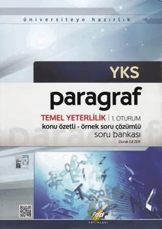 YKS TYT Paragraf Soru Bankası Konu Özetli Örnek Çözümlü – Durak Gezer – Fdd Yayınları kitap kapağı