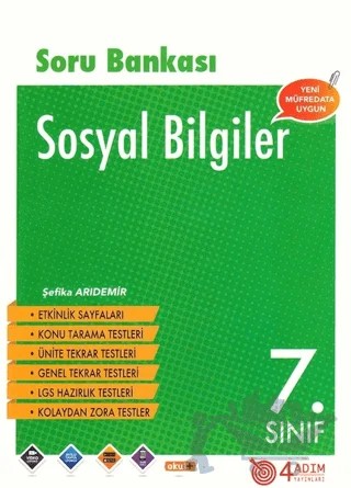 7. Sınıf Sosyal Bilgiler Soru Bankası – Şefika Arıdemir – 4 Adım Yayınları kitap kapağı