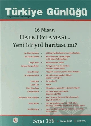 Türkiye Günlüğü Sayı: 130 Bahar 2017 – Cedit Neşriyat kitap kapağı