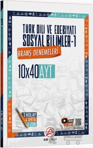 AYT Türk Dili ve Edebiyatı ve Sosyal Bilimler 1 10 x 40 Branş Denemeleri – Kolektif – Alan Yayınları kitap kapağı