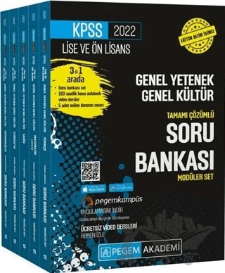 2022 KPSS Lise ve Önlisans Genel Yetenek Genel Kültür Tamam Çözümlü Soru Bankası Seti – Kolektif – Pegem Akademi Yayıncılık kitap kapağı