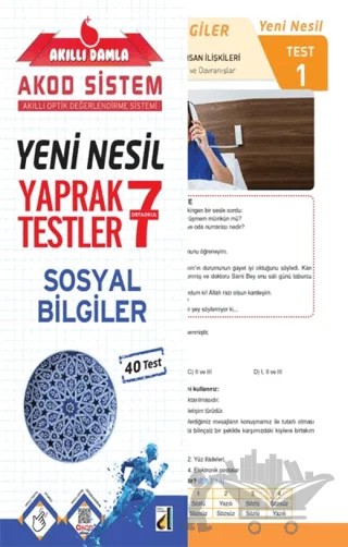 Akıllı Damla Sosyal Bilgiler Yeni Nesil Yaprak Testler - 7. Sınıf – Kolektif – Damla Yayınevi kitap kapağı