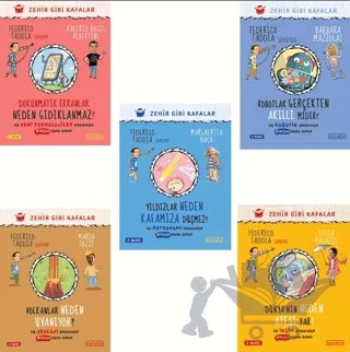 Zehir Gibi Kafalar (5 Kitap) – Federico Taddia, Barbara Mazzolai, Mario Tozzi, Elisa Palazzi, Valerio Rossi Albertini, Margherita Hack – Ketebe Çocuk kitap kapağı