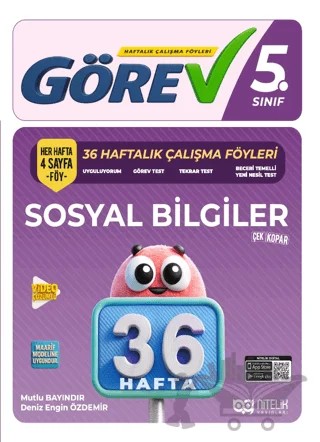 5. Sınıf Görev Sosyal Bilgiler 36 Hafta Çalışma Föyleri – Mutlu Bayındır, Deniz Engin Özdemir – Palme Yayınları kitap kapağı