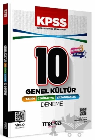 KPSS Genel Kültür Vatandaşlık Coğrafya Tarih 10'lu Deneme Tamamı Video Çözümlü – Kolektif – Marka Yayınları kitap kapağı