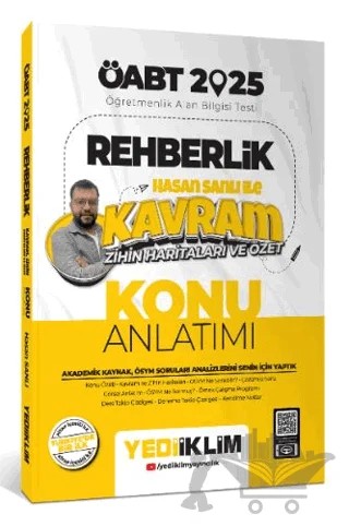 2025 ÖABT Rehberlik Hasan Sanlı ile Kavram Zihin Haritaları ve Özet Konu Anlatımı – Hasan Şanlı – Yediiklim Yayınları kitap kapağı
