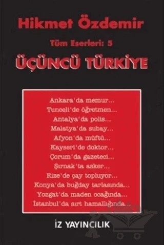Üçüncü Türkiye Tüm Eserleri 5 – Hikmet Özdemir – İz Yayıncılık kitap kapağı